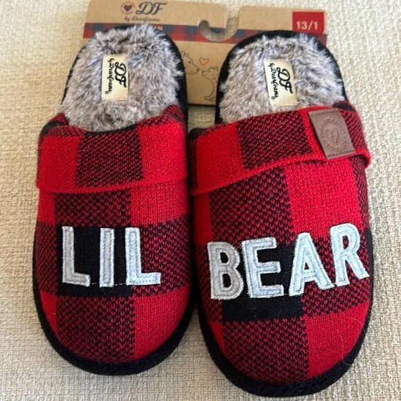 Dearfoams Lil Bear Buffalo Check Clog Slipper NWT - Picture 1 of 13